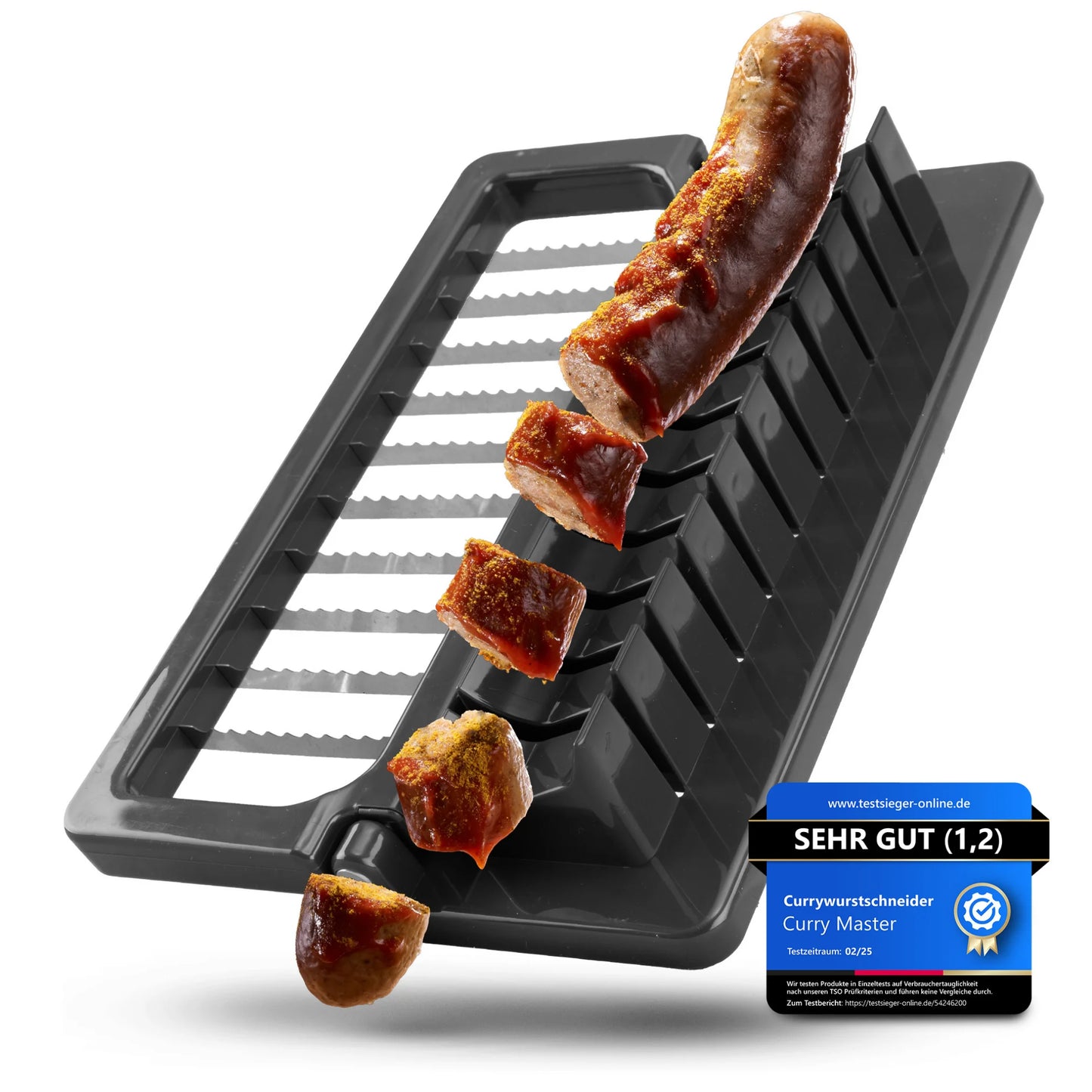 Schwarzer Currywurstschneider