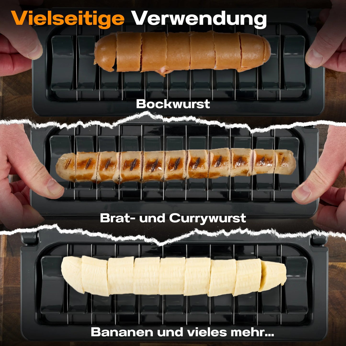 Schwarzer Currywurstschneider